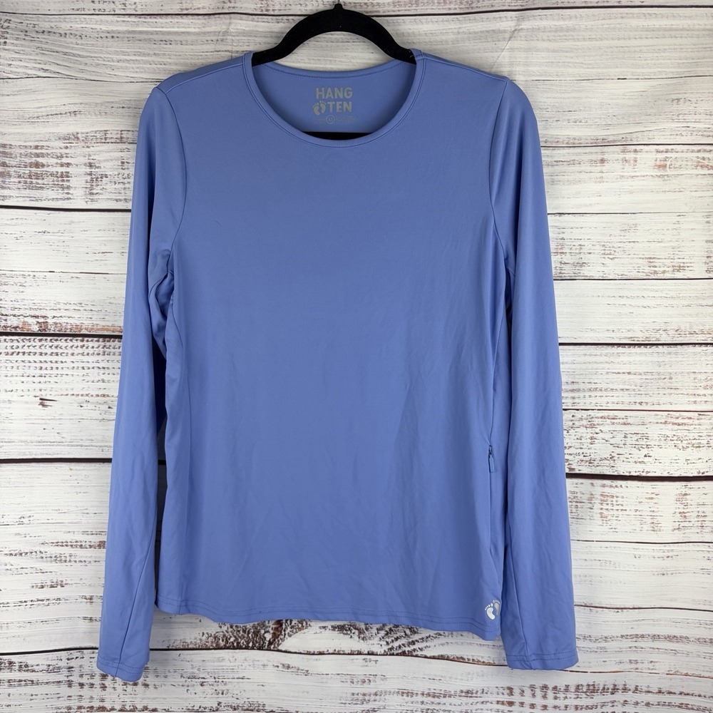 Hang Ten Women's Long Sleeve Sun Shirt Rash Guard Periwinkle Blue Size Medium